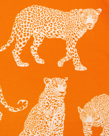 Kids' Orange Leopard Print Zip Up Organic Cotton Hoodie
